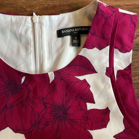 Banana Republic Womens Vibrant Flower Print Maroon White Sleeveless Dress Sz 4 - Picture 6 of 9